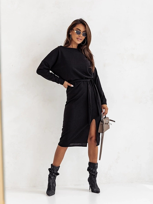 Czarna czaderska elegancka sukienka midi