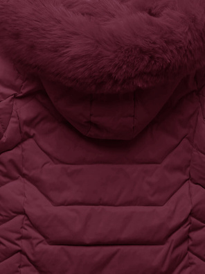 Bordowa fenomenalna zimowa kurtka z kapturem