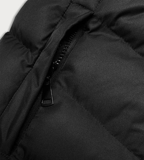 Czarna zimowa pikowana kurtka z kapturem