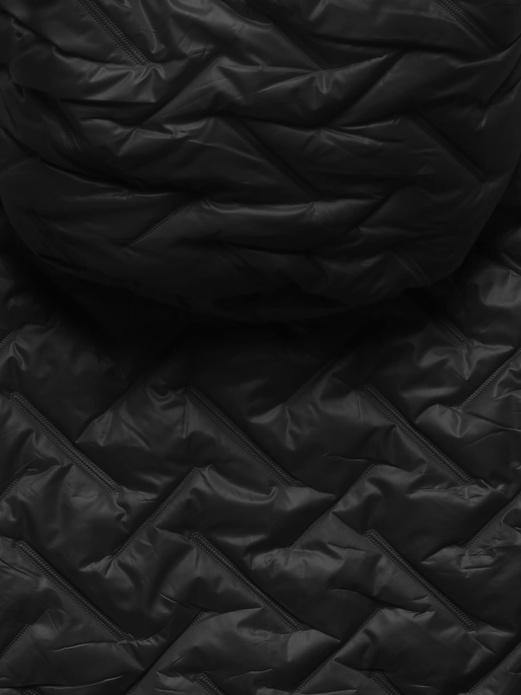 Czarny damski unikalnie pikowany bezrękawnik na futerku