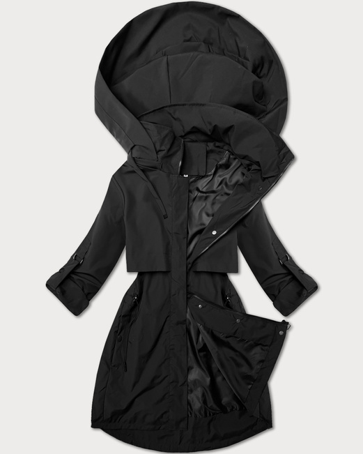 Czarny damski luźny pikowany płaszcz