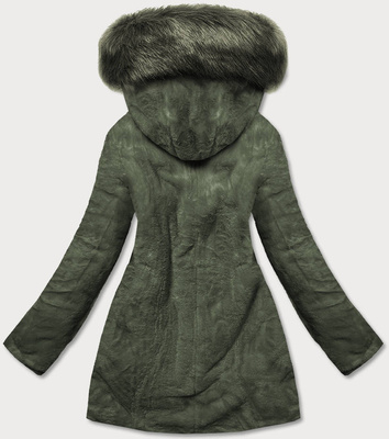 Khaki dwustronna zimowa parka na futrze