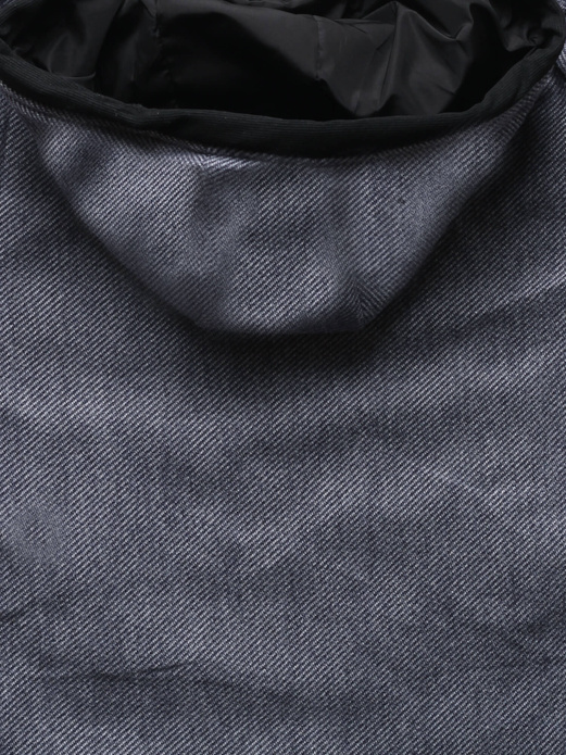 Granatowa damska kurtka przejściowa z kapturem w paseczki