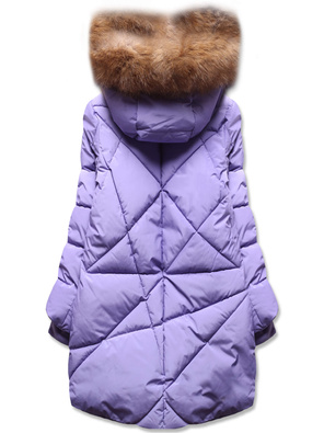 Fioletowa genialnie pikowana kurtka płaszczyk z kapturem 