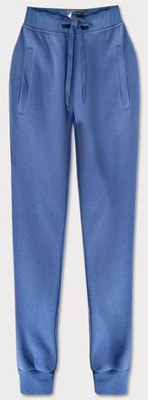 Niebieskie damskie dresowe spodnie casualowe z kieszeniami i ściągaczem