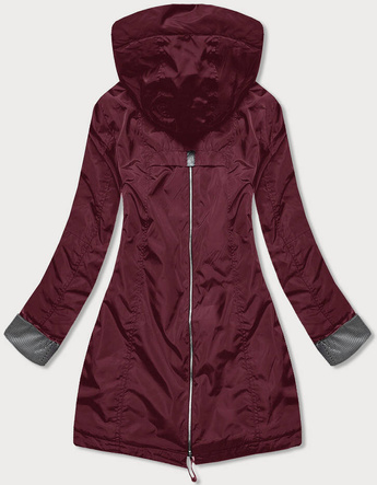 Bordowa przejściowa kurtka damska parka plus size