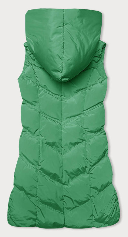 Zielony pikowany bezrękawnik kamizelka z kapturem