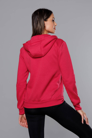 Czerwona zapinana damska bluza z kapturem