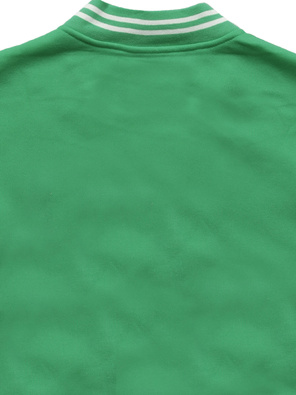 Zielona zapinana na zatrzaski bluza bomberka bejsbolówka