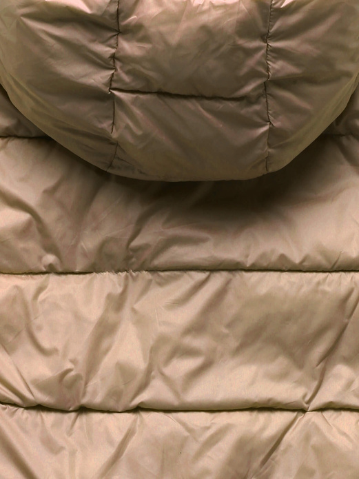 Beżowo brązowa dwustronna zimowa damska kurtka z kapturem