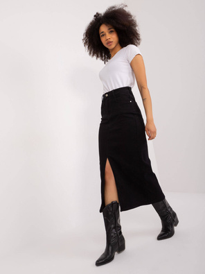Czarna długa jeansowa maxi spódnica 