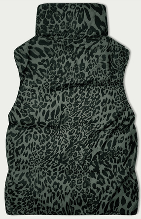 Khaki dwustronny bezrękawnik kamizelka ze stójką i regulowanym ściągaczem