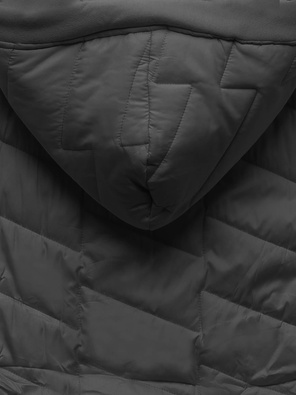 Grafitowa czadowa bluza kurtka z łączonych materiałów z kapturem