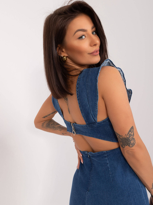 Jeansowa genialna sukienka bez pleców