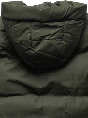 Ciemnozielony pikowany bezrękawnik z kapturem