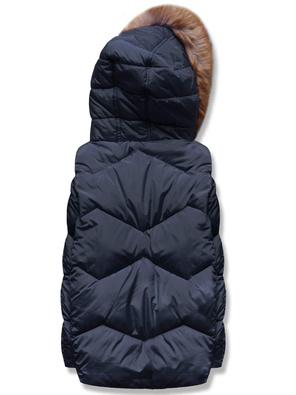 Granatowa kurtka pikowana z kapturem