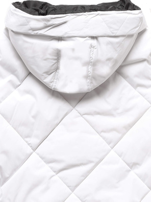 Biała zimowa długa kurtka płaszczyk