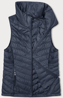 Granatowa pikowana kamizelka bezrękawnik ze stójką