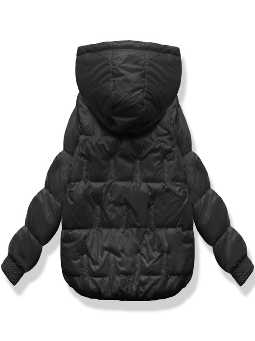 Czarna damska unikalnie pikowana kurtka ze ściagaczami