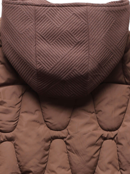 Brązowa zimowa kurtka damska ze ślicznym kapturem