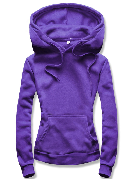 Fioletowa damska bluza dresowa z kapturem kangurka