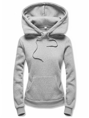 Szara bluza z kapturem basic kangurka gładka wygodna sportowa dresowa