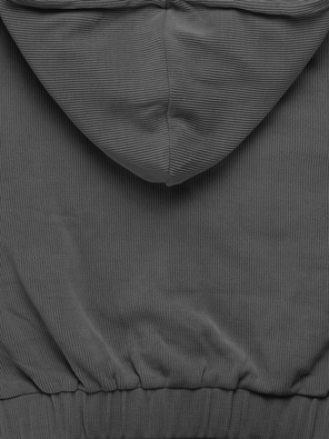 Grafitowy prążkowany dres komplet z kapturem