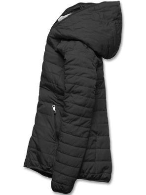 Czarna dwustronna zimowa pikowana kurtka futerko szare