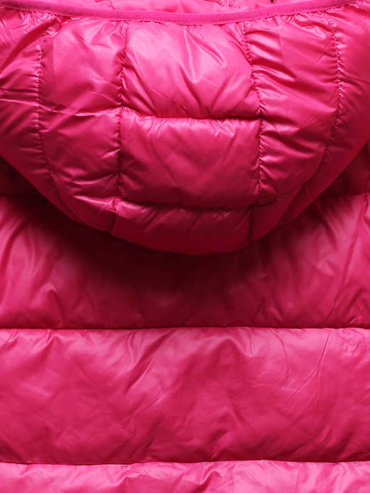 Fuksjowa zimowa damska kurtka z kapturem