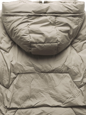 Beżowa kurtka z kapturem modnie pikowana na suwak i zatrzaski