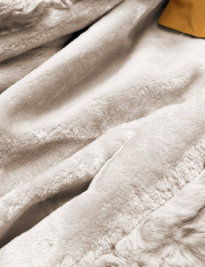 Żółta ciepła kurtka parka na misiu z kapturem