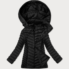 Czarny damski luźny pikowany płaszcz 