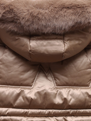 Beżowa fenomenalna zimowa damska kurtka ze ściągaczem