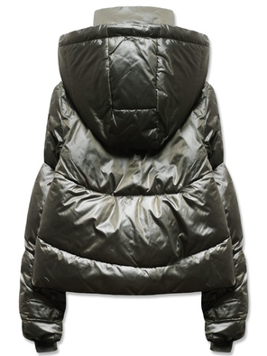 Zielona puchowa kurtka z kapturem