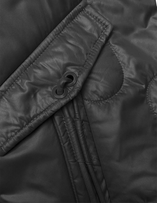 Czarna błyszcząca przejściowa pikowana kurtka na suwak