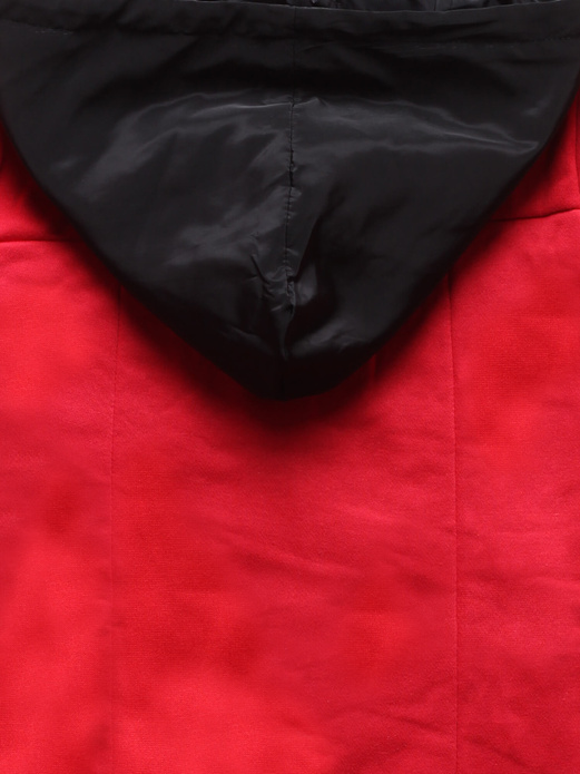 Czerwona świetna krótka bluza damska z kapturem zapinana na guziki