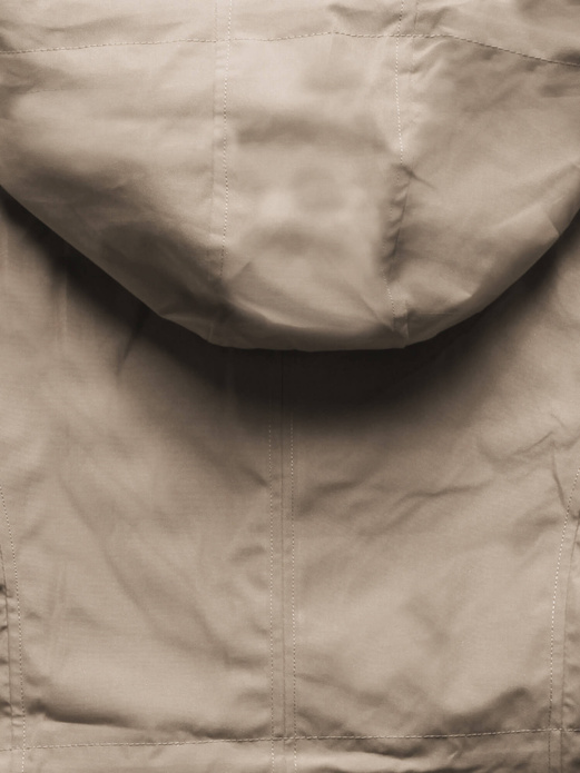 Jasnobeżowa damska kurtka typu parka z geometrycznym wzorem