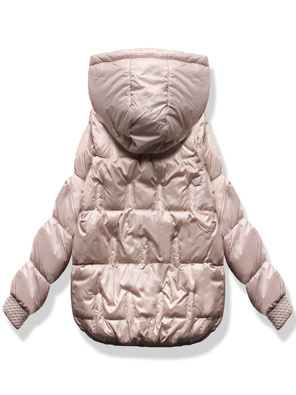 Perłowo różowa damska unikalnie pikowana kurtka ze ściagaczami