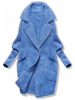 Niebieska damska narzutka alpaka wełniana