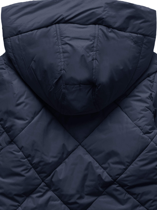 Granatowa lekka pikowana kurteczka z kapturem