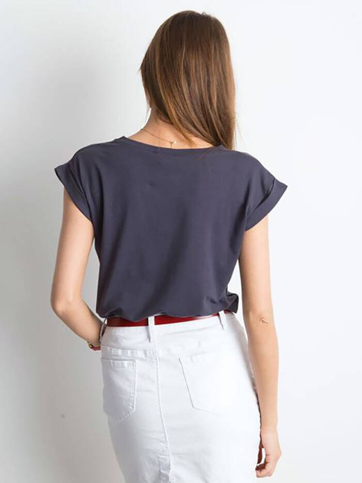 Grafitowa gładka bluzka basic top