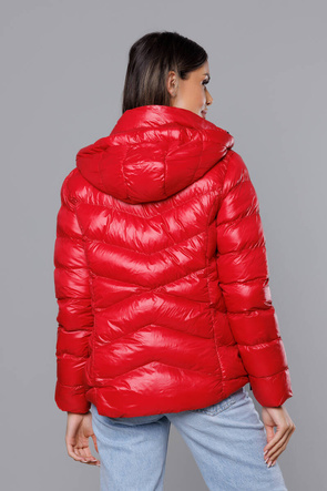 Czerwona lux zimowa pikowana kurtka