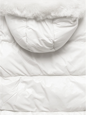 Biała genialna damska zimowa kurteczka z futerkiem