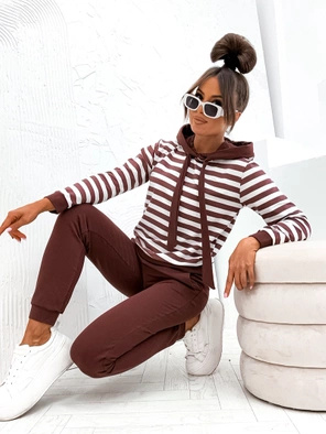 Czekoladowy kapitalny dres damski w pasy