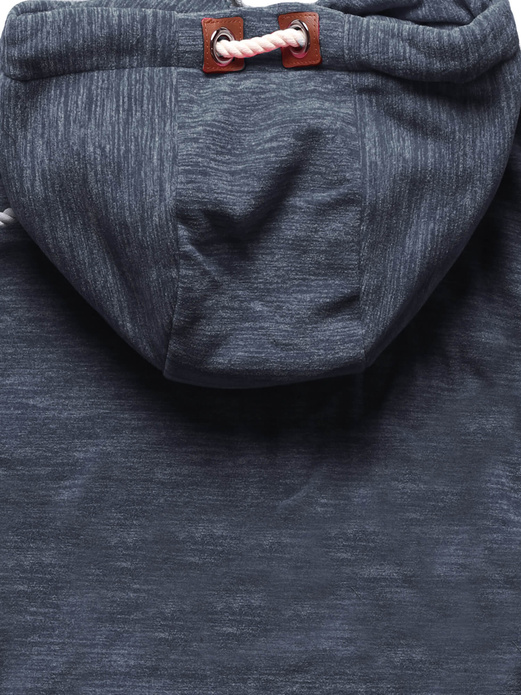 Ciemnoniebieska melanżowa bluza damska z kapturem zapinana na suwak