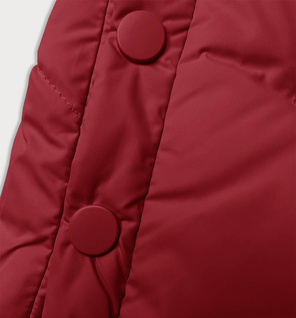 Czerwona zimowa lekka krótka kurteczka z ozdobną kratą