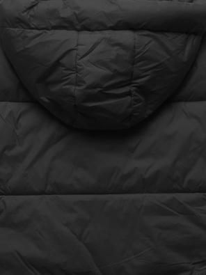 Czarna krótka pikowana zimowa kurtka z kapturem