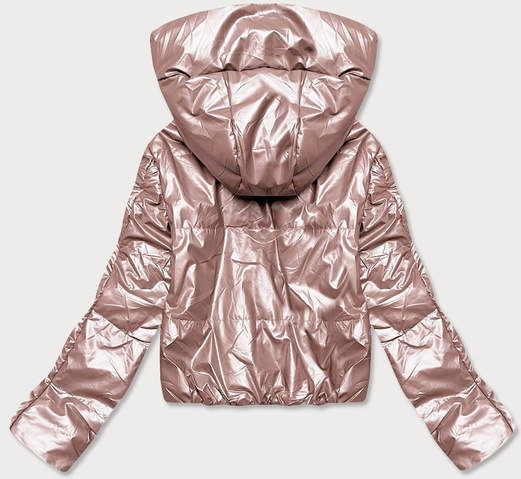 Perłowa błyszcząca kurtka przejściowa na suwak