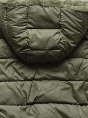 Khaki zimowa dwustronna ciepła kurtka na futerku