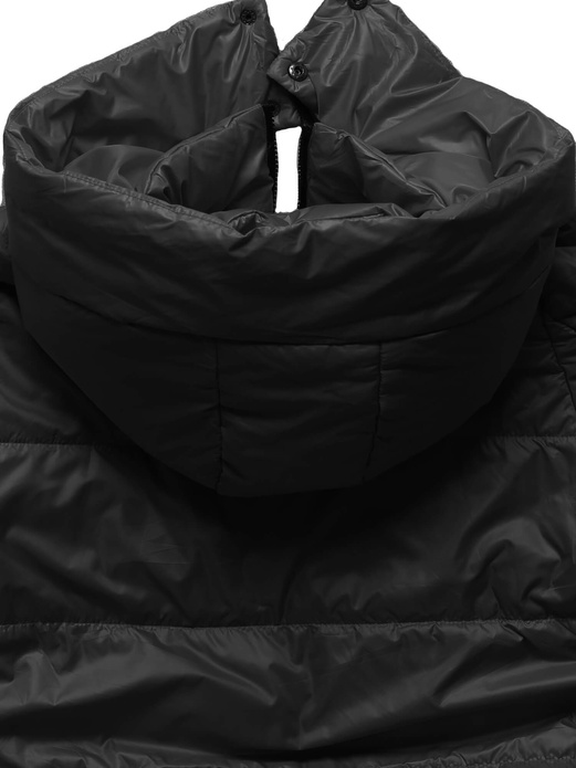 Czarna damska pikowana kurtka przejściowa ze stójką
